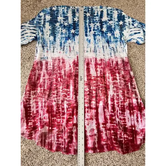 Jess & Jane Womens L Boho Artsy Eclectic Indie USA Rhinestone Star Tunic Top - Picture 12 of 12